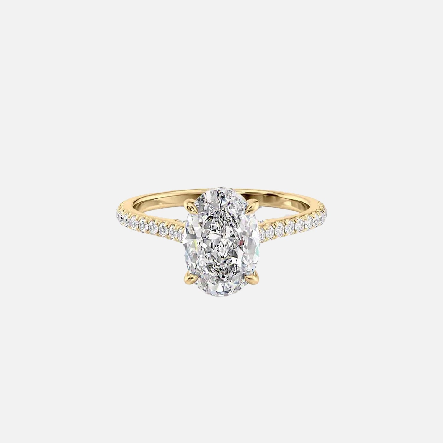 The Pave Natalie Oval Moissanite Ring 14k Yellow Gold 001