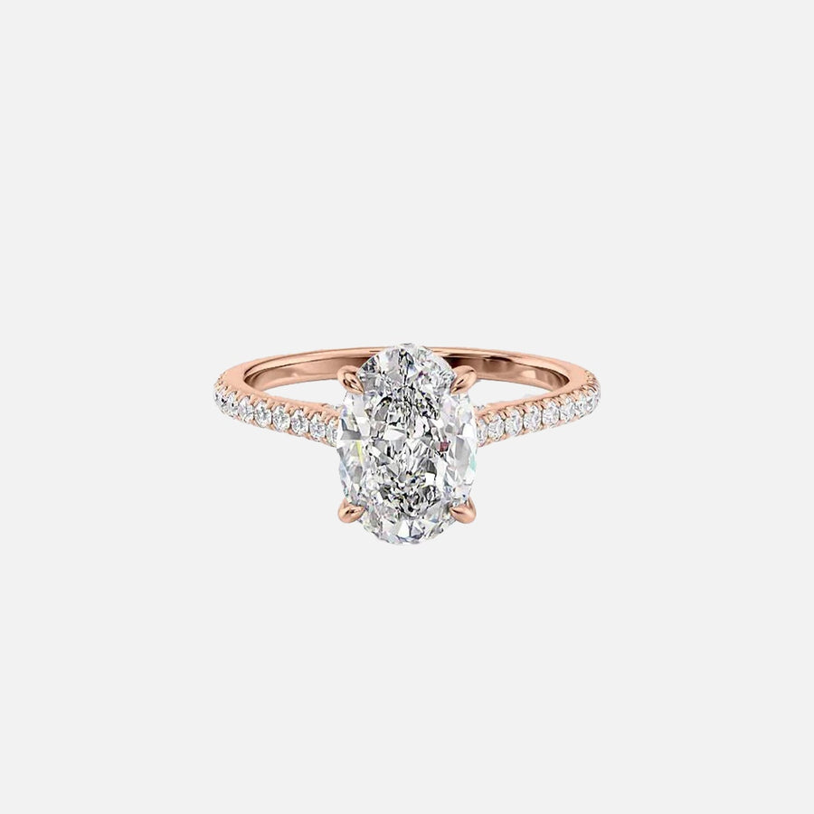 The Pave Natalie Oval Moissanite Ring 18k Rose Gold 001
