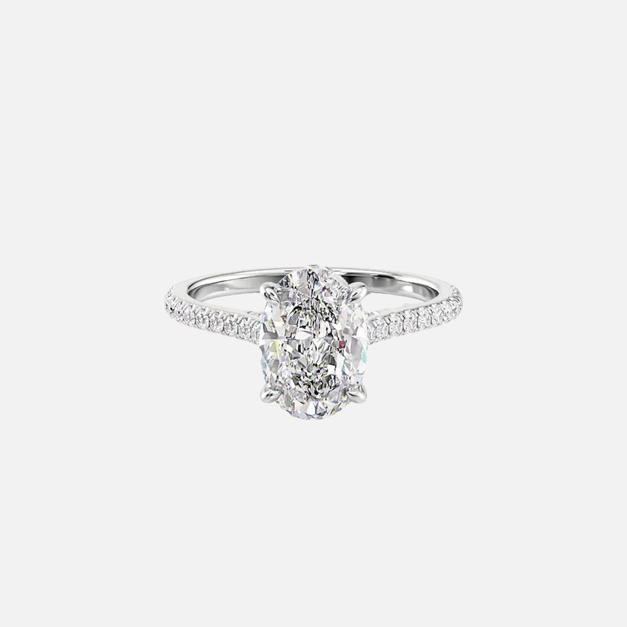  The Pave Natalie Oval Moissanite Ring 18k White Gold 001