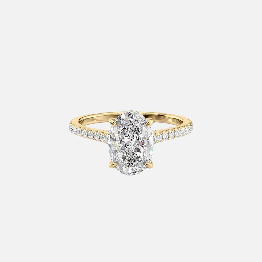  The Pave Natalie Oval Moissanite Ring 18k Yellow Gold 001