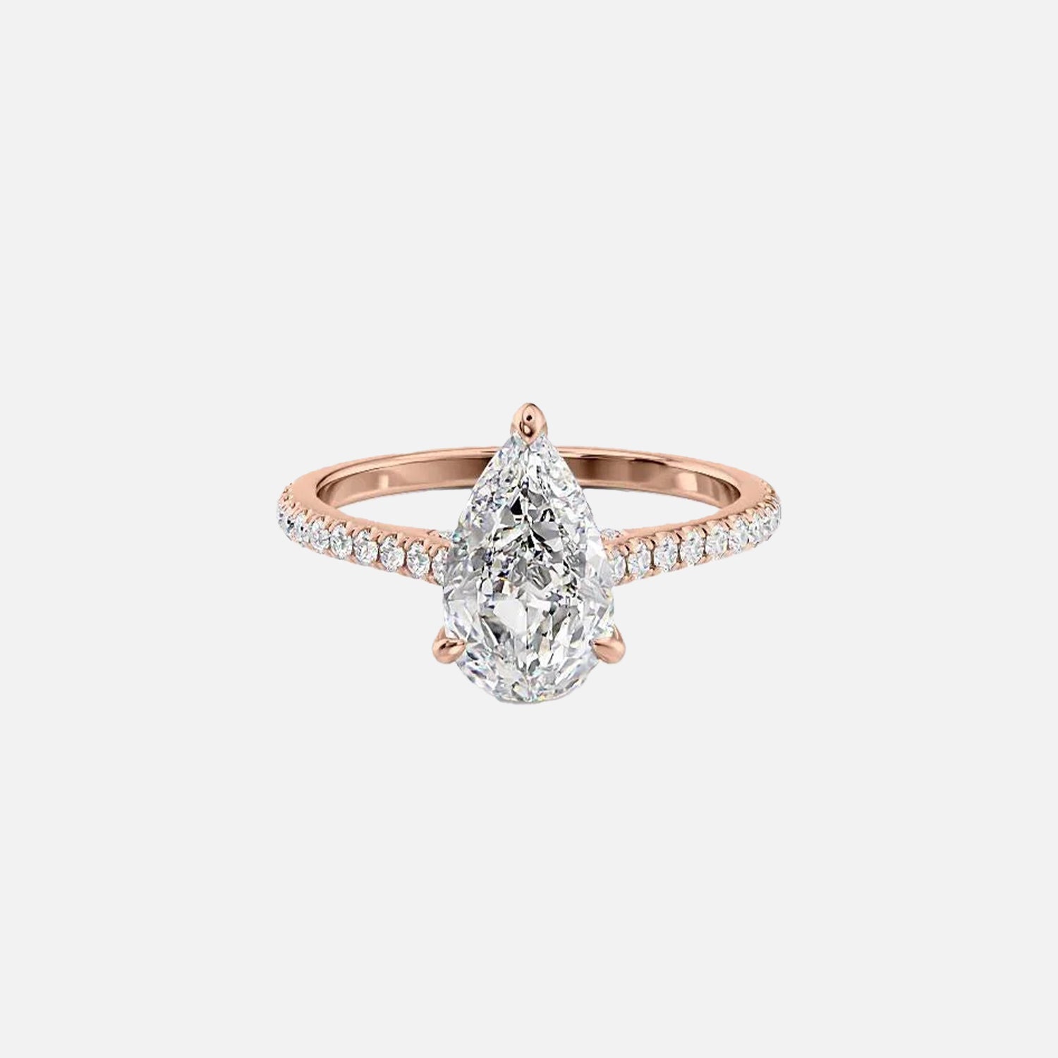  The Pave Natalie Pear Moissanite Ring 14k Rose Gold 001