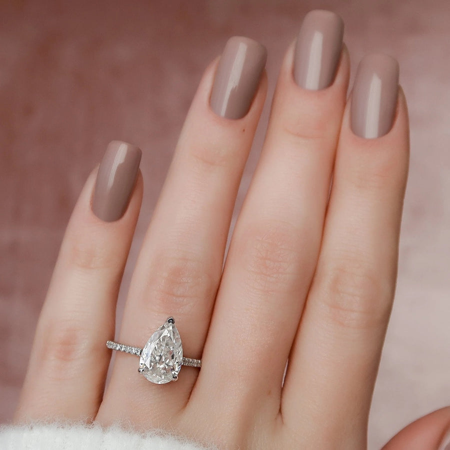  The Pave Natalie Pear Moissanite Ring 14k White Gold 003