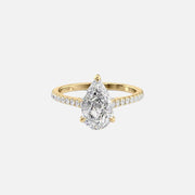 The Pave Natalie Pear Moissanite Ring 14k Yellow Gold 001