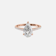  The Pave Natalie Pear Moissanite Ring 18k Rose Gold 001