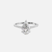  The Pave Natalie Pear Moissanite Ring 18k White Gold 001
