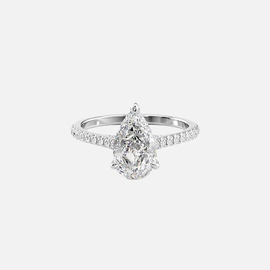 The Pave Natalie Pear Moissanite Ring 18k White Gold 001