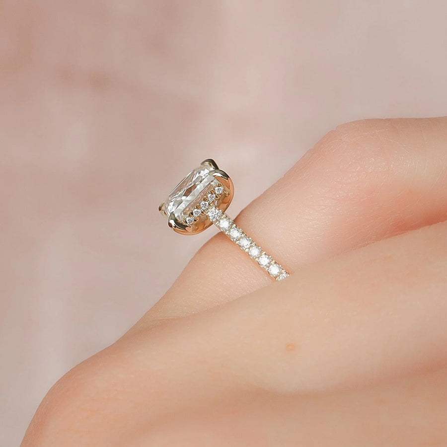  The Pave Natalie Princess Lab Diamond Ring 14k Yellow Gold 004