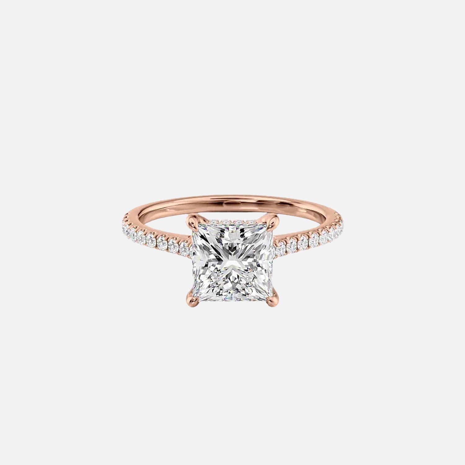  The Pave Natalie Princess Moissanite Ring 14k Rose Gold 001
