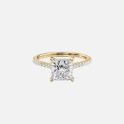 The Pave Natalie Princess Moissanite Ring 14k Yellow Gold 001