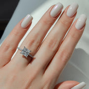  The Pave Natalie Princess Moissanite Ring 18k White Gold 003