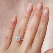  The Pave Natalie Princess Moissanite Ring 18k Yellow Gold 003