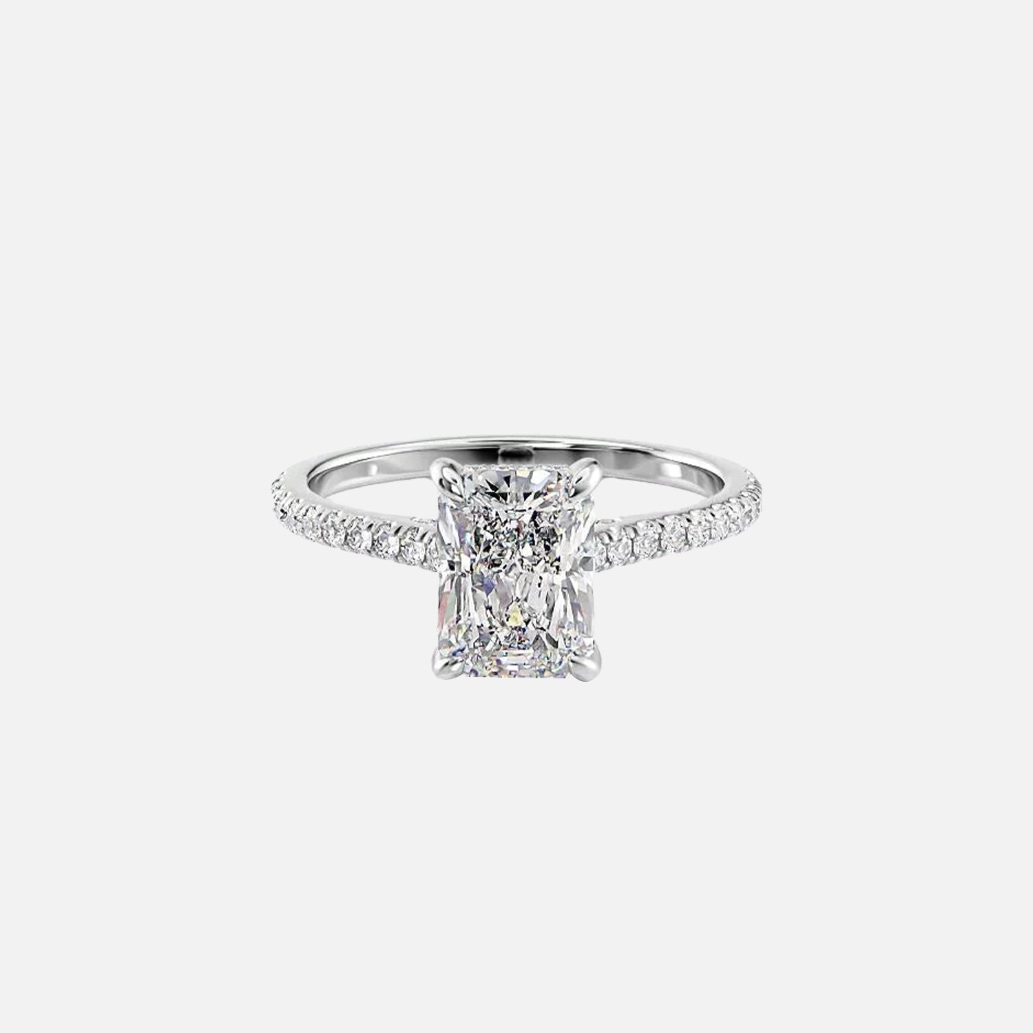  The Pave Natalie Radiant Moissanite Ring 14k White Gold 001