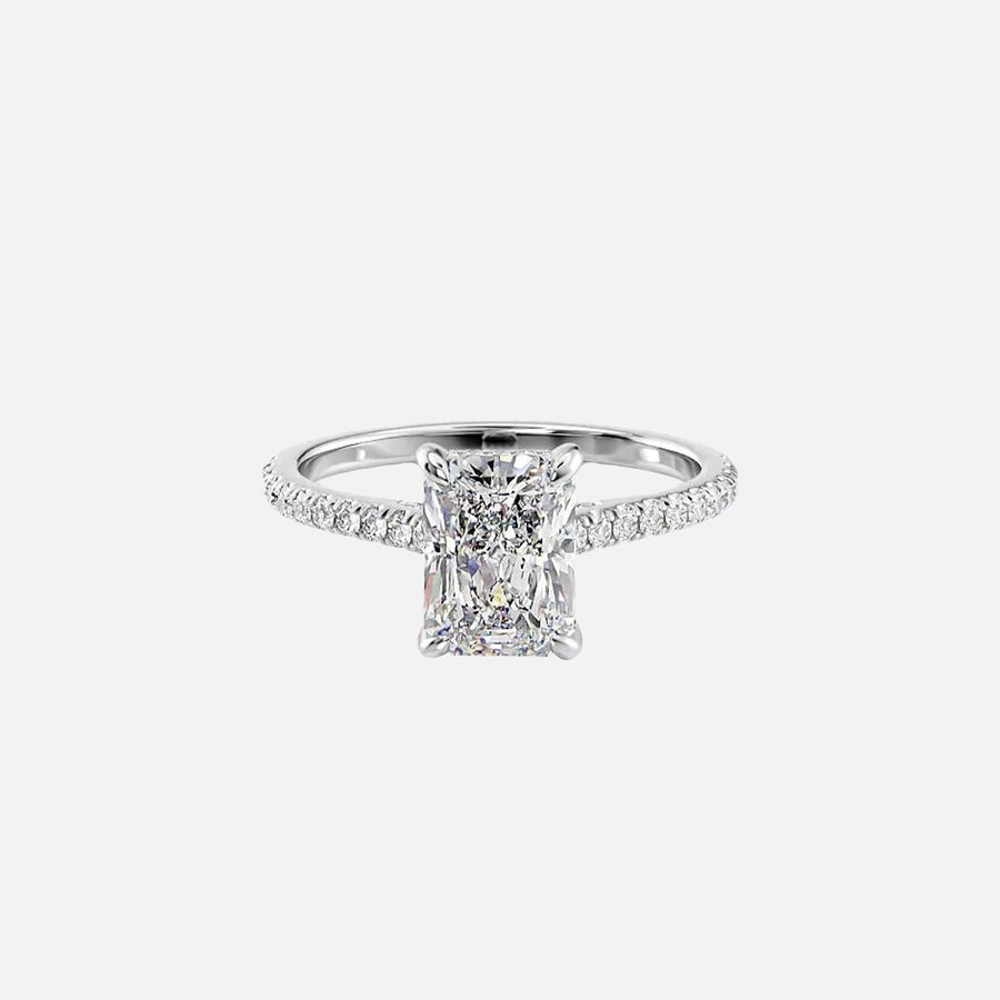  The Pave Natalie Radiant Moissanite Ring 14k White Gold 001