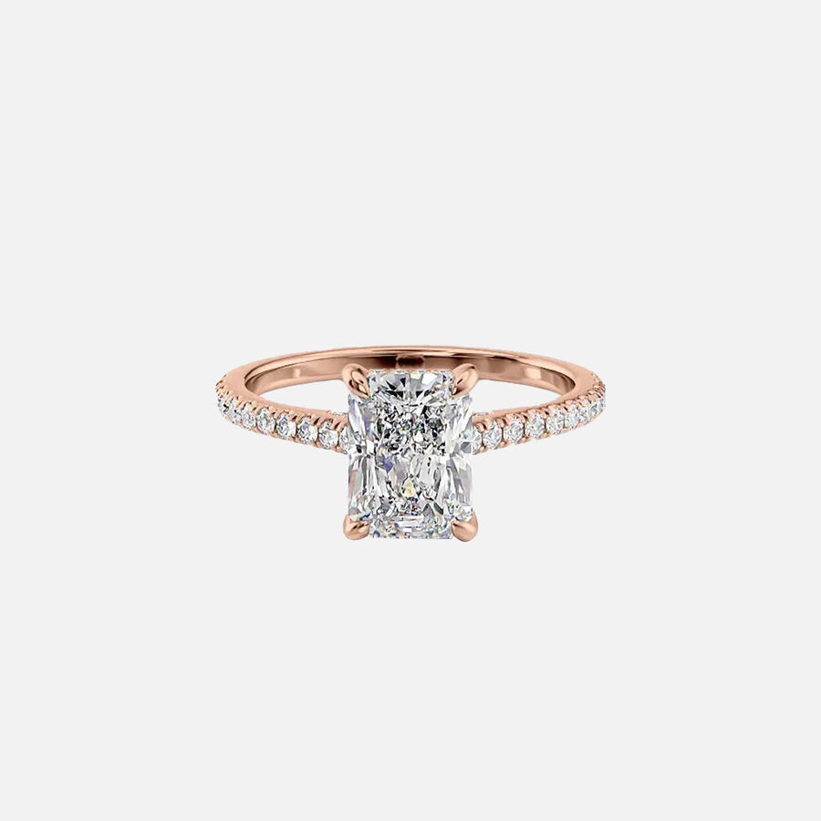  The Pave Natalie Radiant Moissanite Ring 18k Rose Gold 001