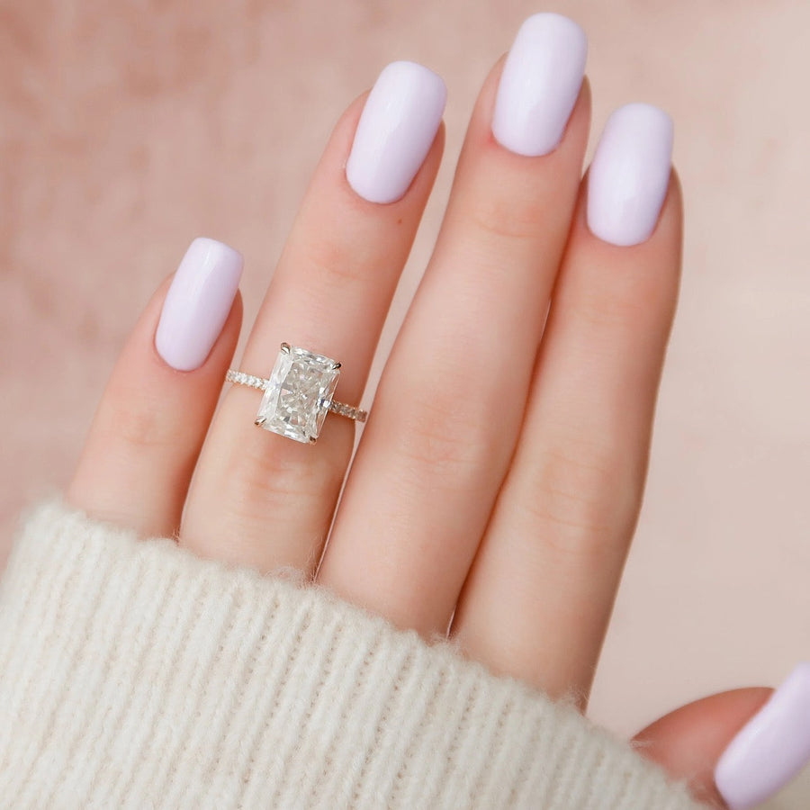  The Pave Natalie Radiant Moissanite Ring 18k Rose Gold 003