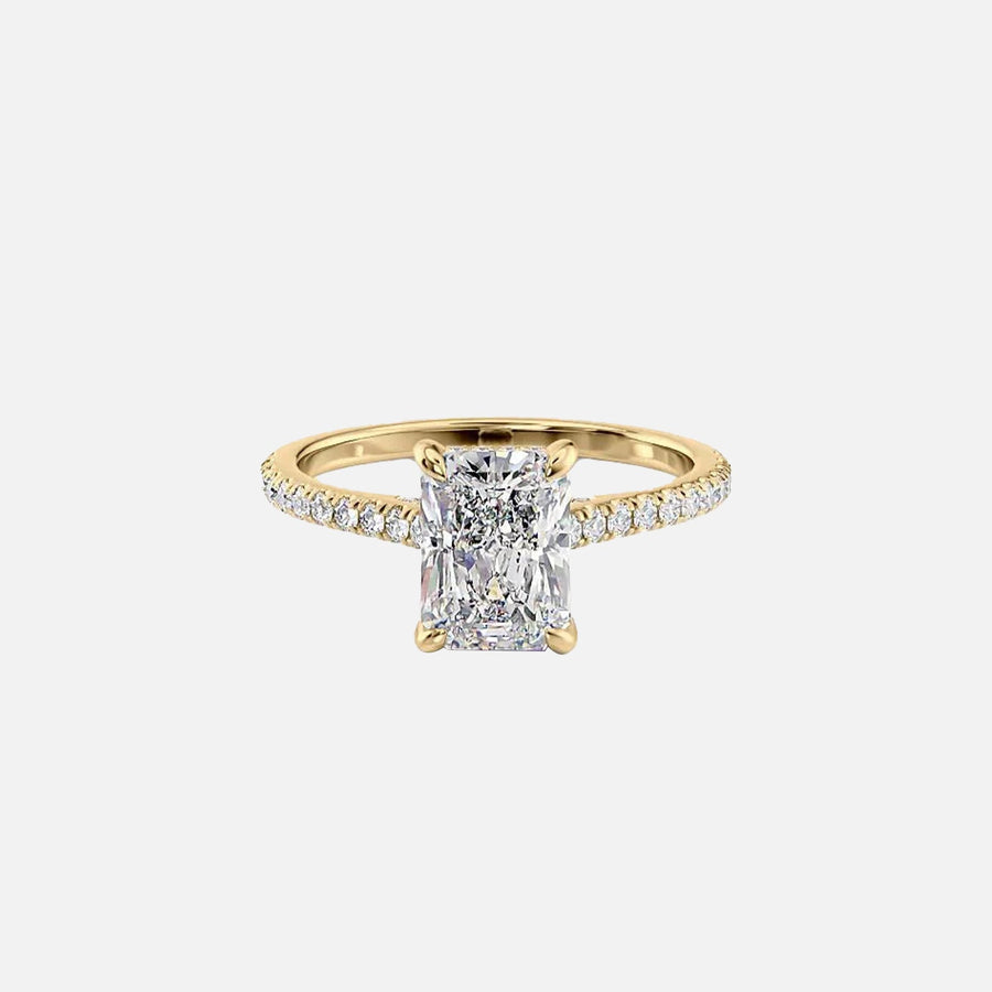  The Pave Natalie Radiant Moissanite Ring 18k Yellow Gold 001