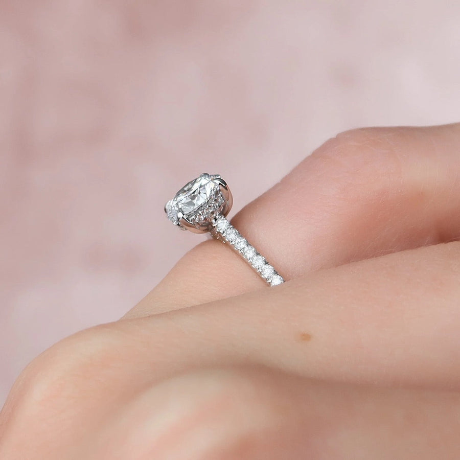  The Pave Natalie Round Lab Diamond Ring 14k White Gold 004
