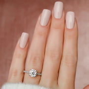  The Pave Natalie Round Moissanite Ring 14k White Gold 003