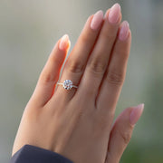  The Pave Natalie Round Moissanite Ring 14k Yellow Gold 003