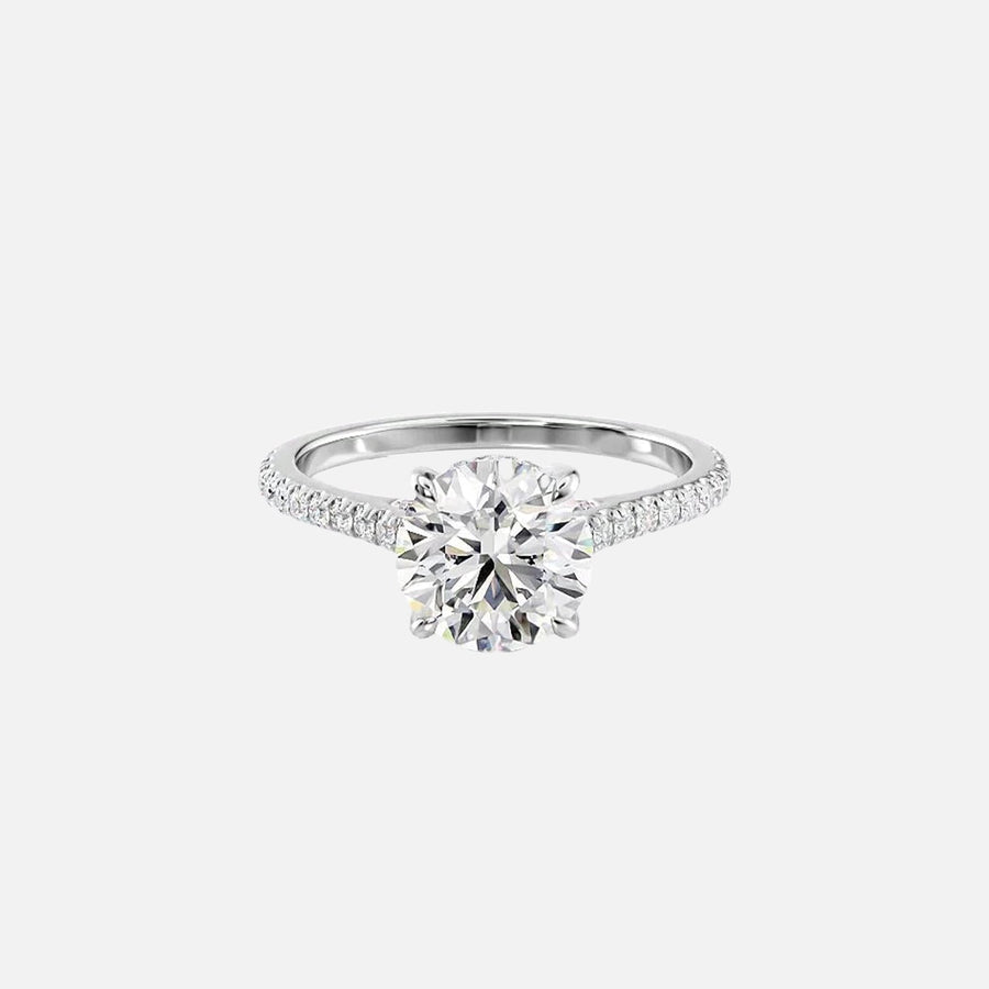  The Pave Natalie Round Moissanite Ring 18k White Gold 001