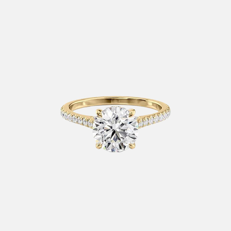  The Pave Natalie Round Moissanite Ring 18k Yellow Gold 001