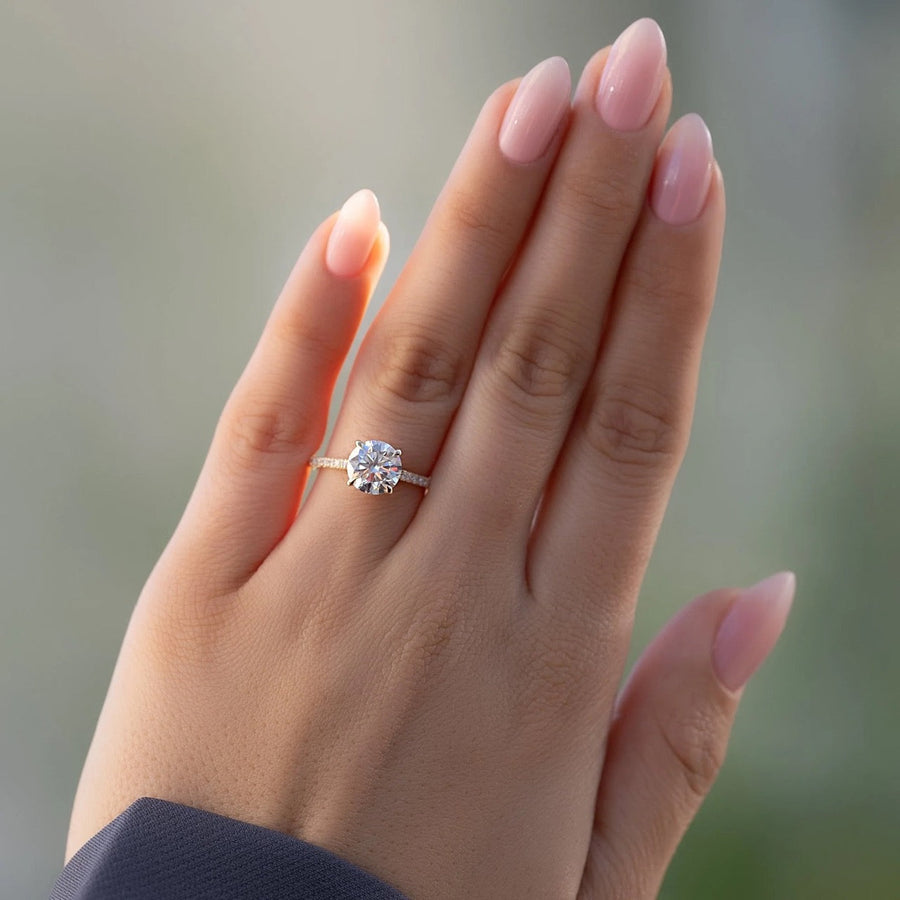  The Pave Natalie Round Moissanite Ring 18k Yellow Gold 003