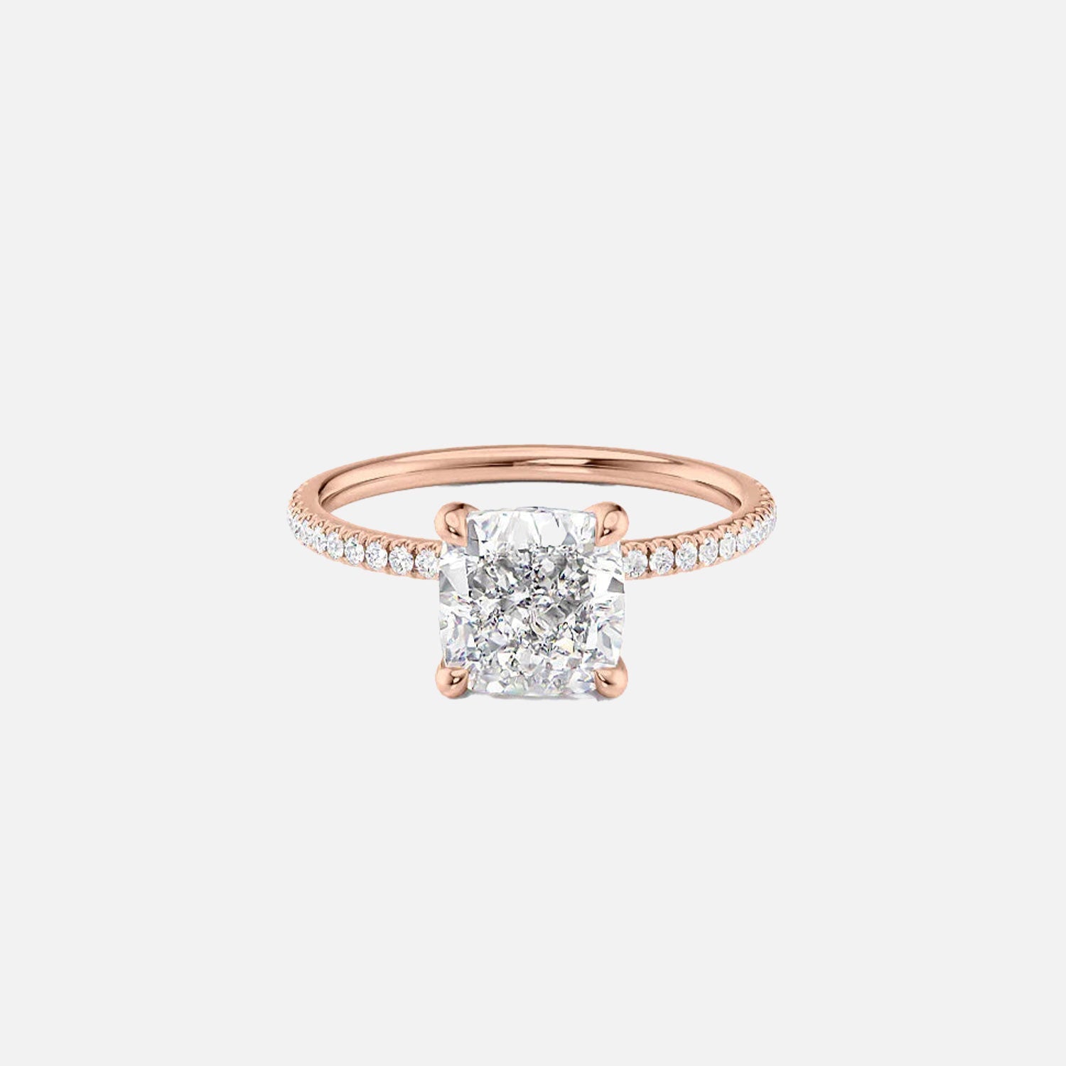  The Pave Nelly Cushion Moissanite Ring 14k Rose Gold 001