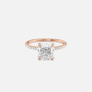  The Pave Nelly Cushion Moissanite Ring 18k Rose Gold 001