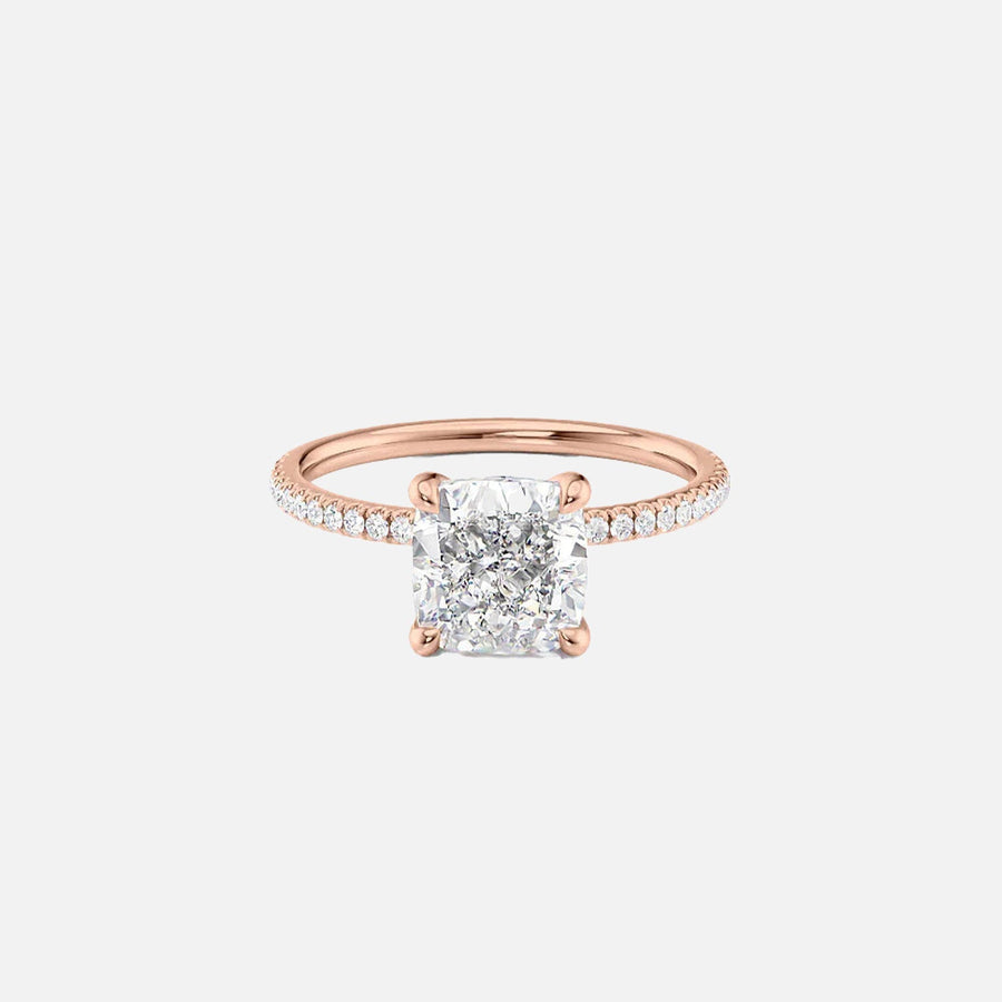  The Pave Nelly Cushion Moissanite Ring 18k Rose Gold 001