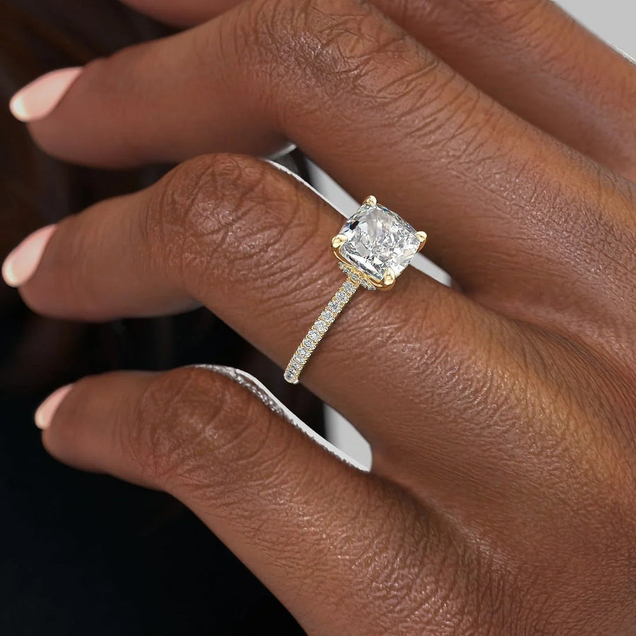  The Pave Nelly Cushion Moissanite Ring 18k Yellow Gold 004 Final