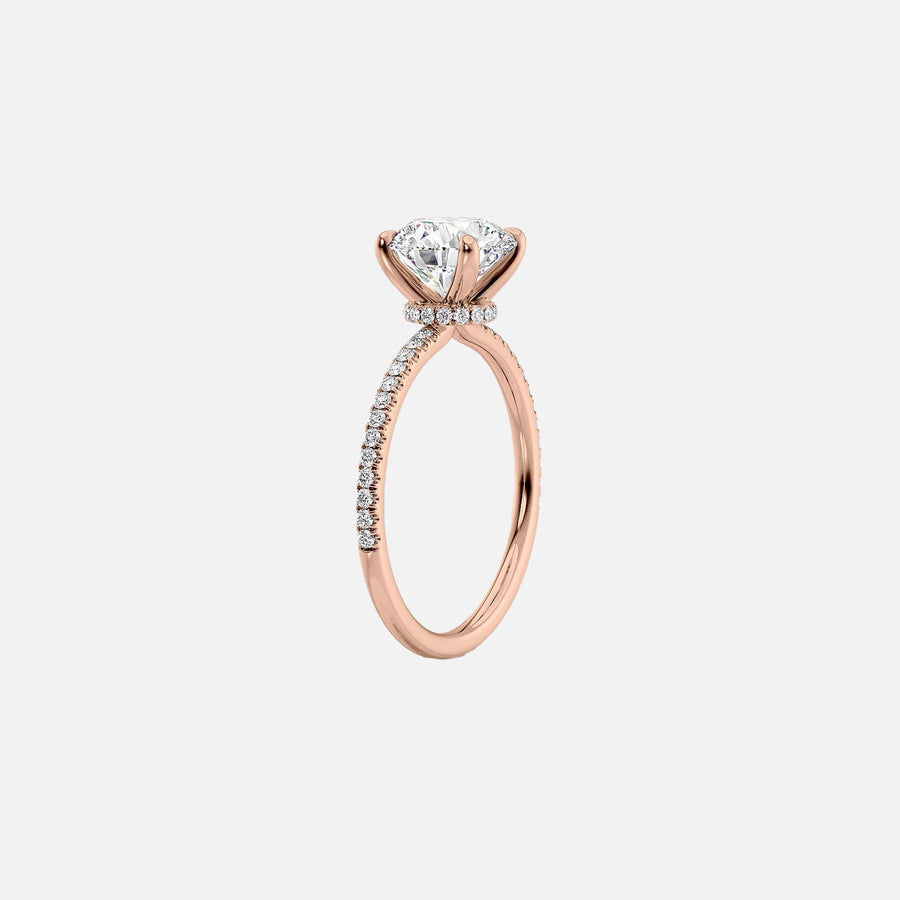  The Pave Nelly Emerald Lab Diamond Ring 14k Rose Gold 002