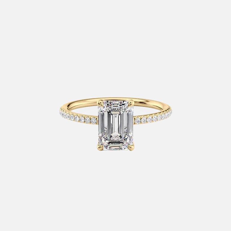 The Pave Nelly Emerald Lab Diamond Ring 14k Yellow Gold 001