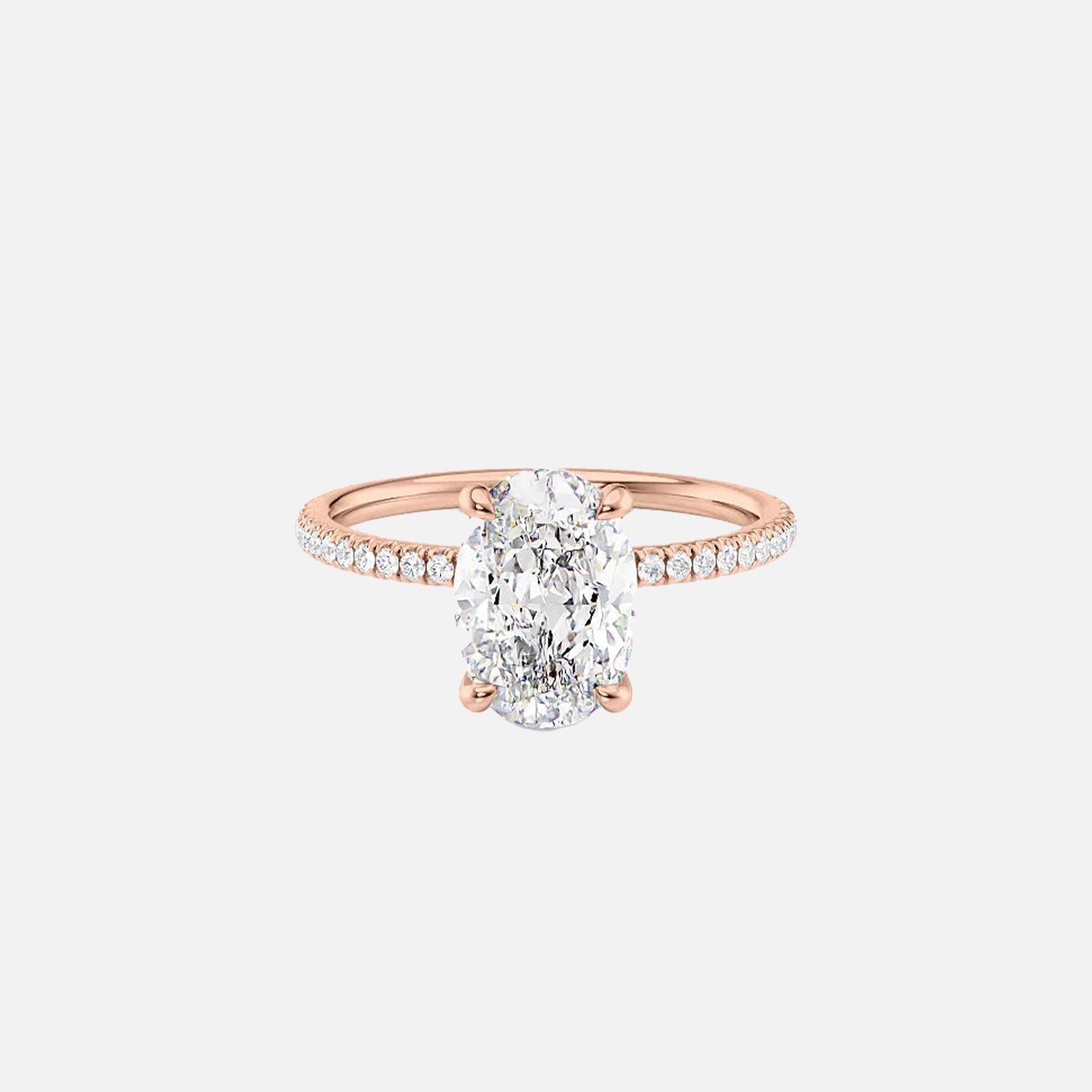  The Pave Nelly Oval Moissanite Ring 14k Rose Gold 001