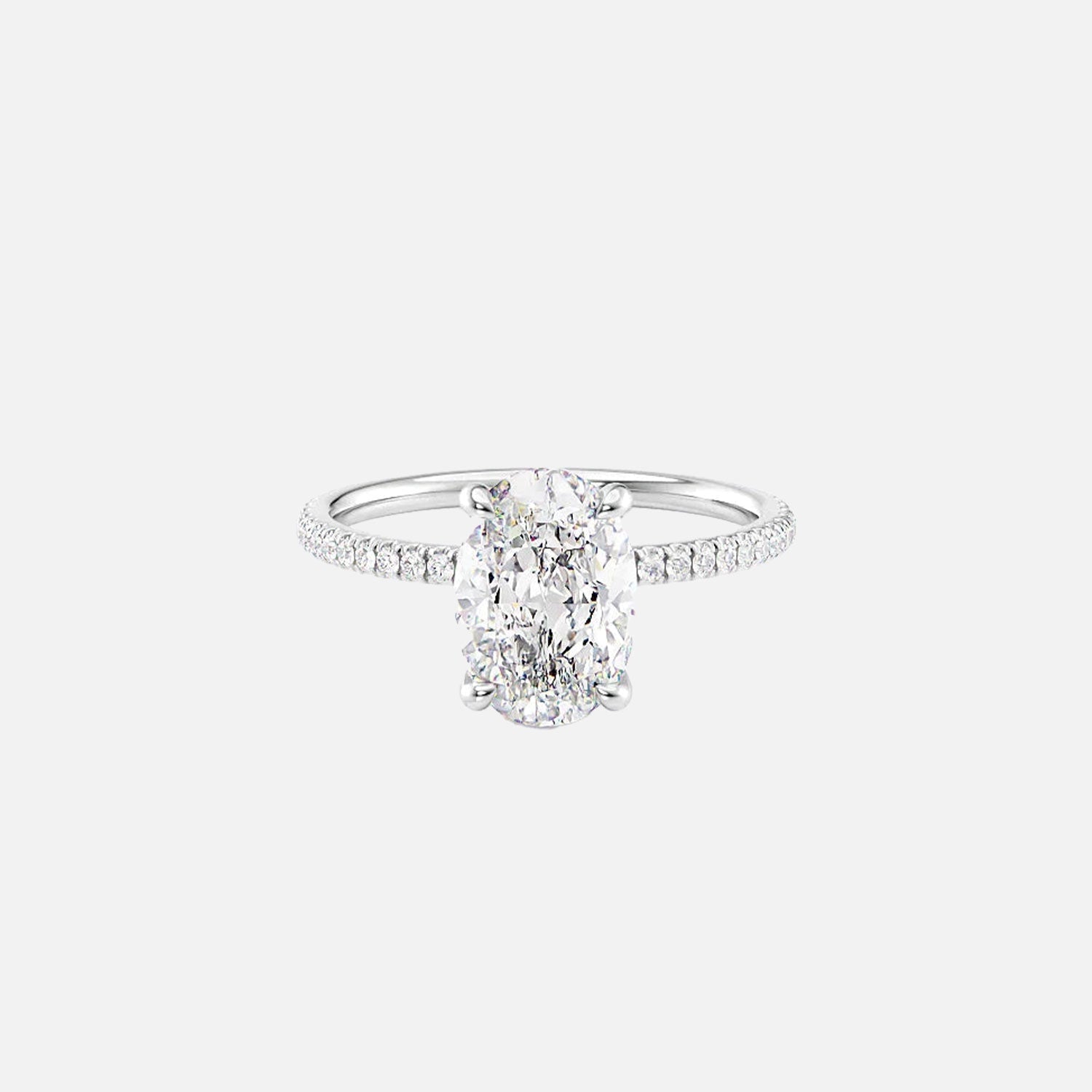  The Pave Nelly Oval Moissanite Ring 14k White Gold 001