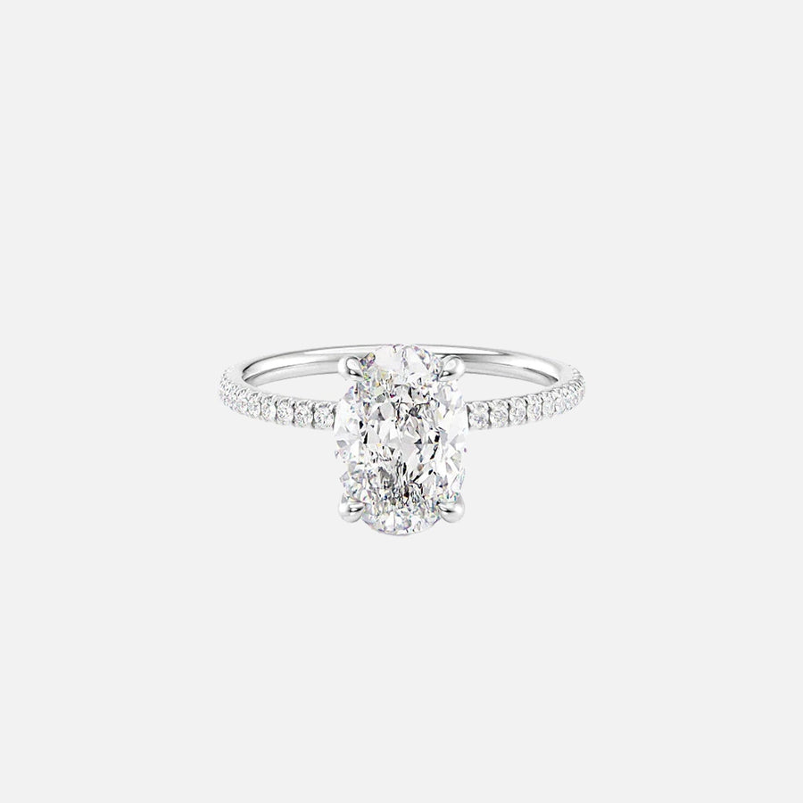  The Pave Nelly Oval Moissanite Ring 14k White Gold 001