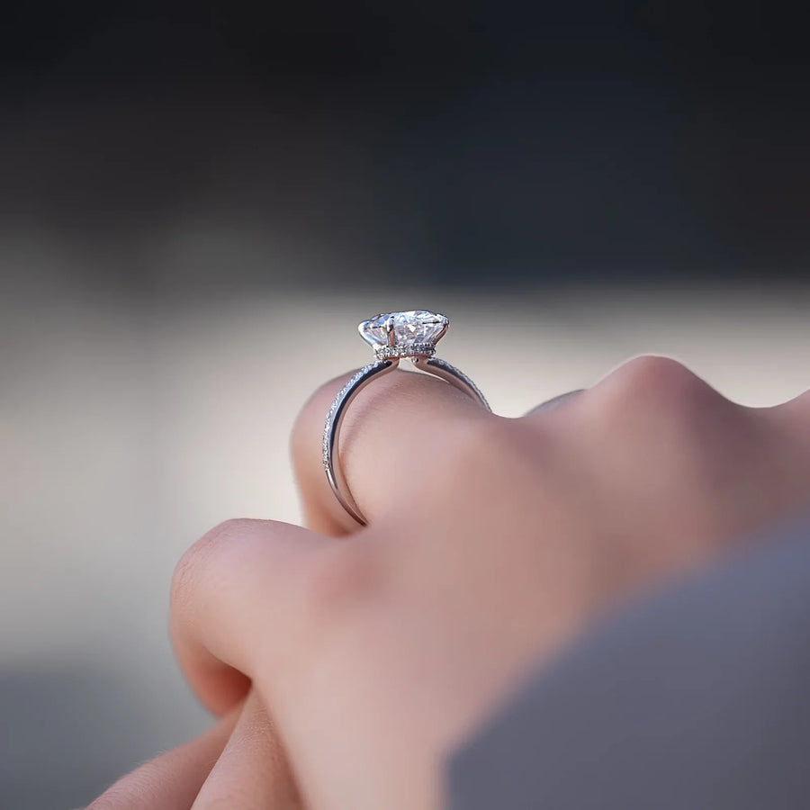  The Pave Nelly Oval Moissanite Ring 14k White Gold 003