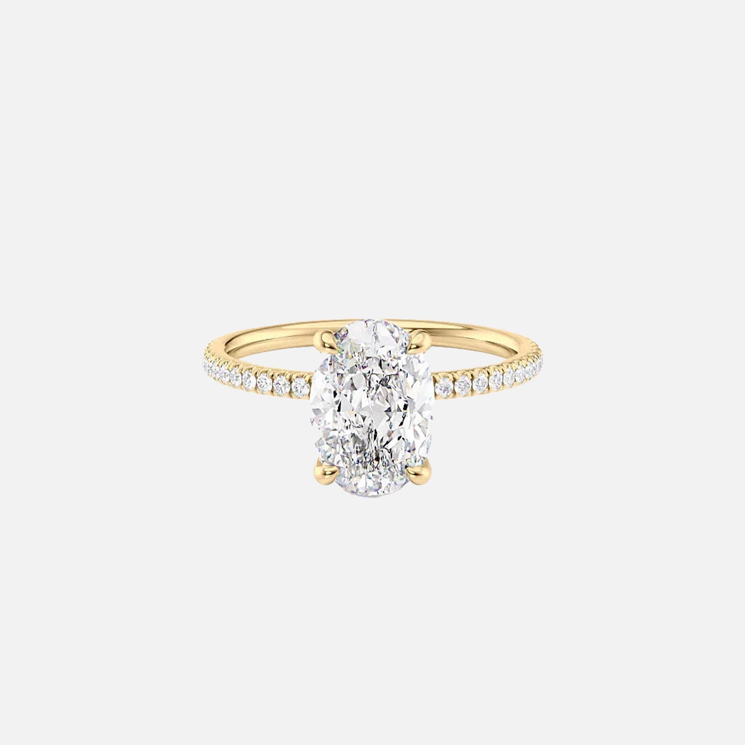 The Pave Nelly Oval Moissanite Ring 14k Yellow Gold 001