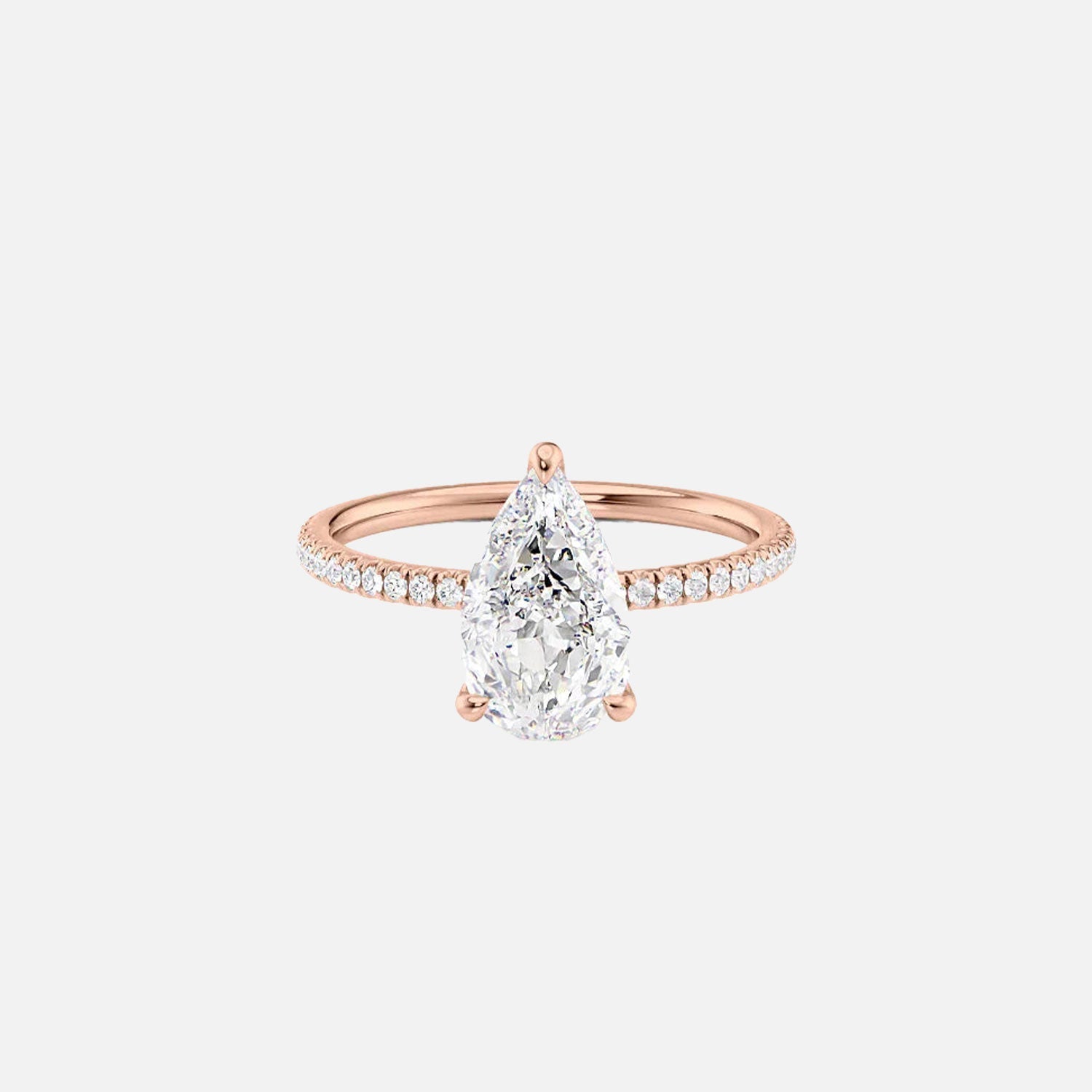  The Pave Nelly Pear Lab Diamond Ring 14k Rose Gold 001