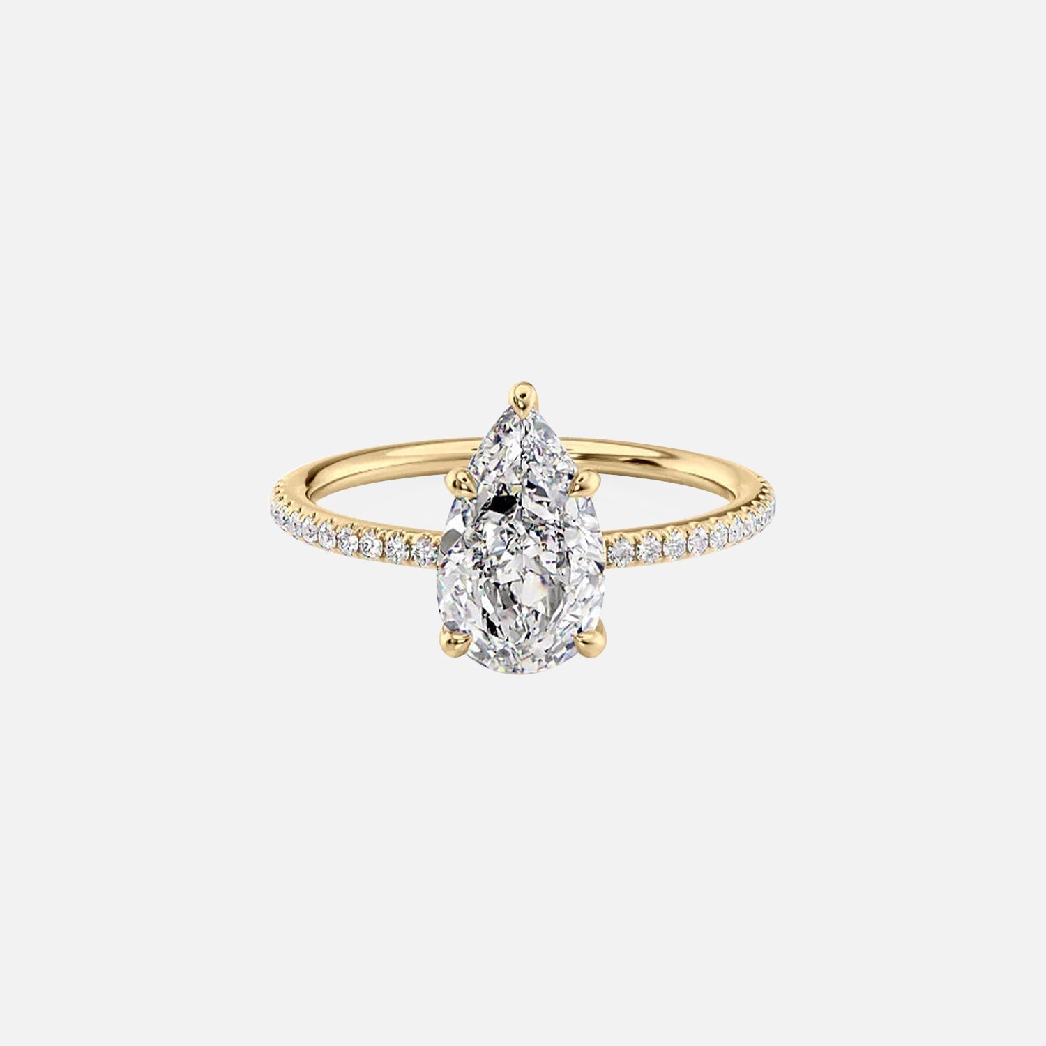 The Pave Nelly Pear Lab Diamond Ring 14k Yellow Gold 001