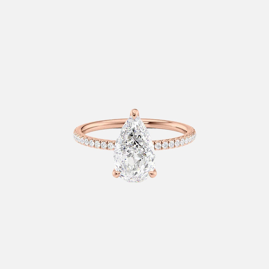  The Pave Nelly Pear Lab Diamond Ring 18k Rose Gold 001