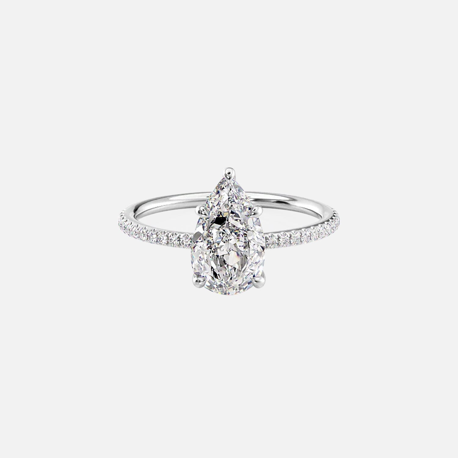  The Pave Nelly Pear Moissanite Ring 14k White Gold 001
