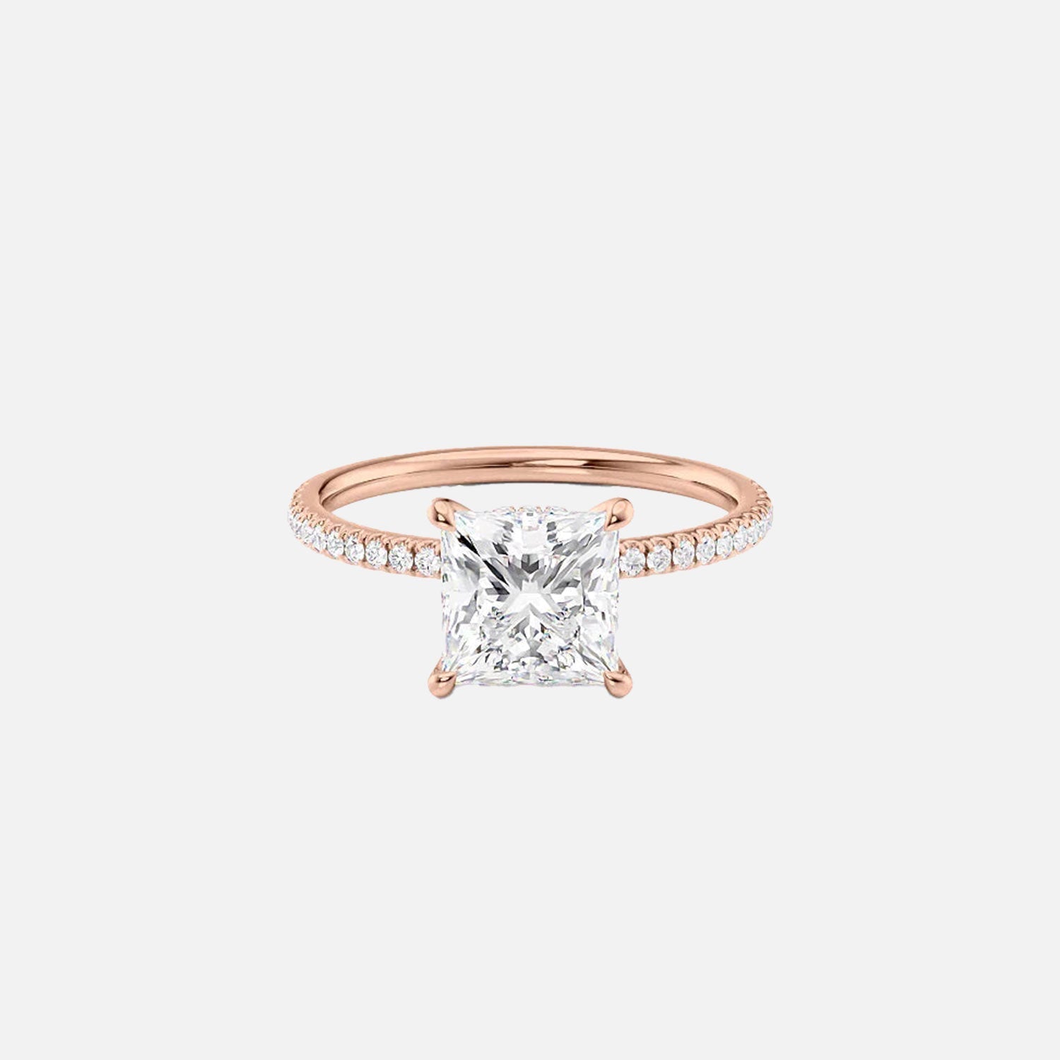  The Pave Nelly Princess Moissanite Ring 14k Rose Gold 001