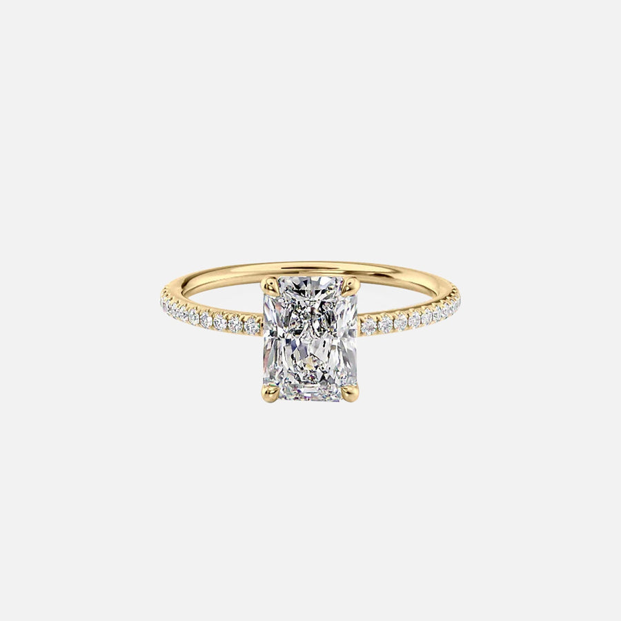 The Pave Nelly Radiant Lab Diamond Ring 14k Yellow Gold 001