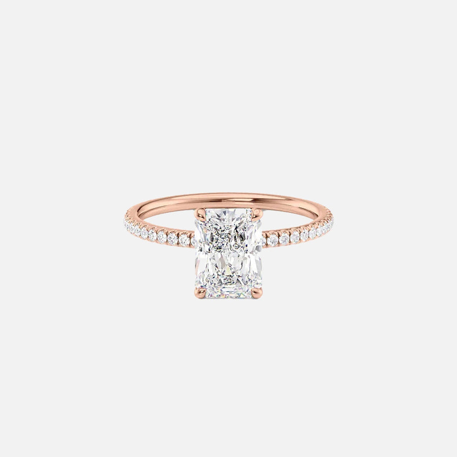  The Pave Nelly Radiant Lab Diamond Ring 18k Rose Gold 001