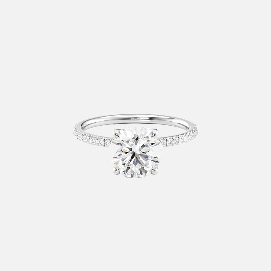  The Pave Nelly Round Lab Diamond Ring 14k White Gold 001