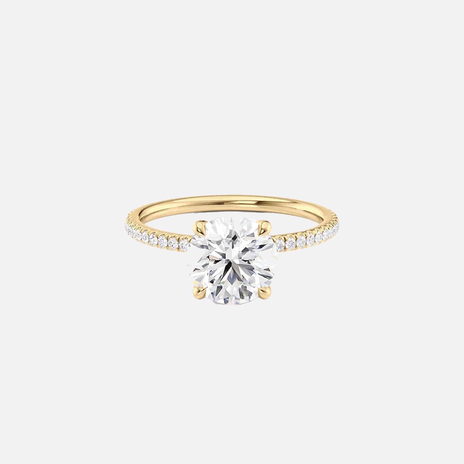 The Pave Nelly Round Lab Diamond Ring 14k Yellow Gold 001