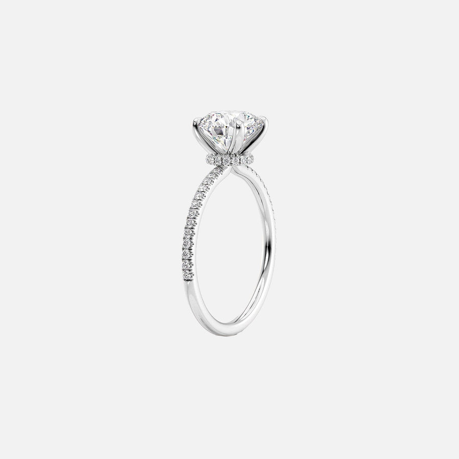  The Pave Nelly Round Lab Diamond Ring 18k White Gold 002