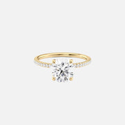  The Pave Nelly Round Moissanite Ring 18k Yellow Gold 001