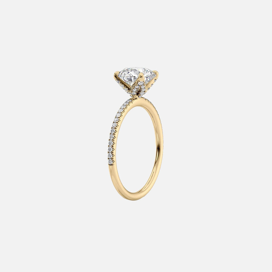  The Pave Petal Kamellie Cushion Lab Diamond Ring 18k Yellow Gold 002