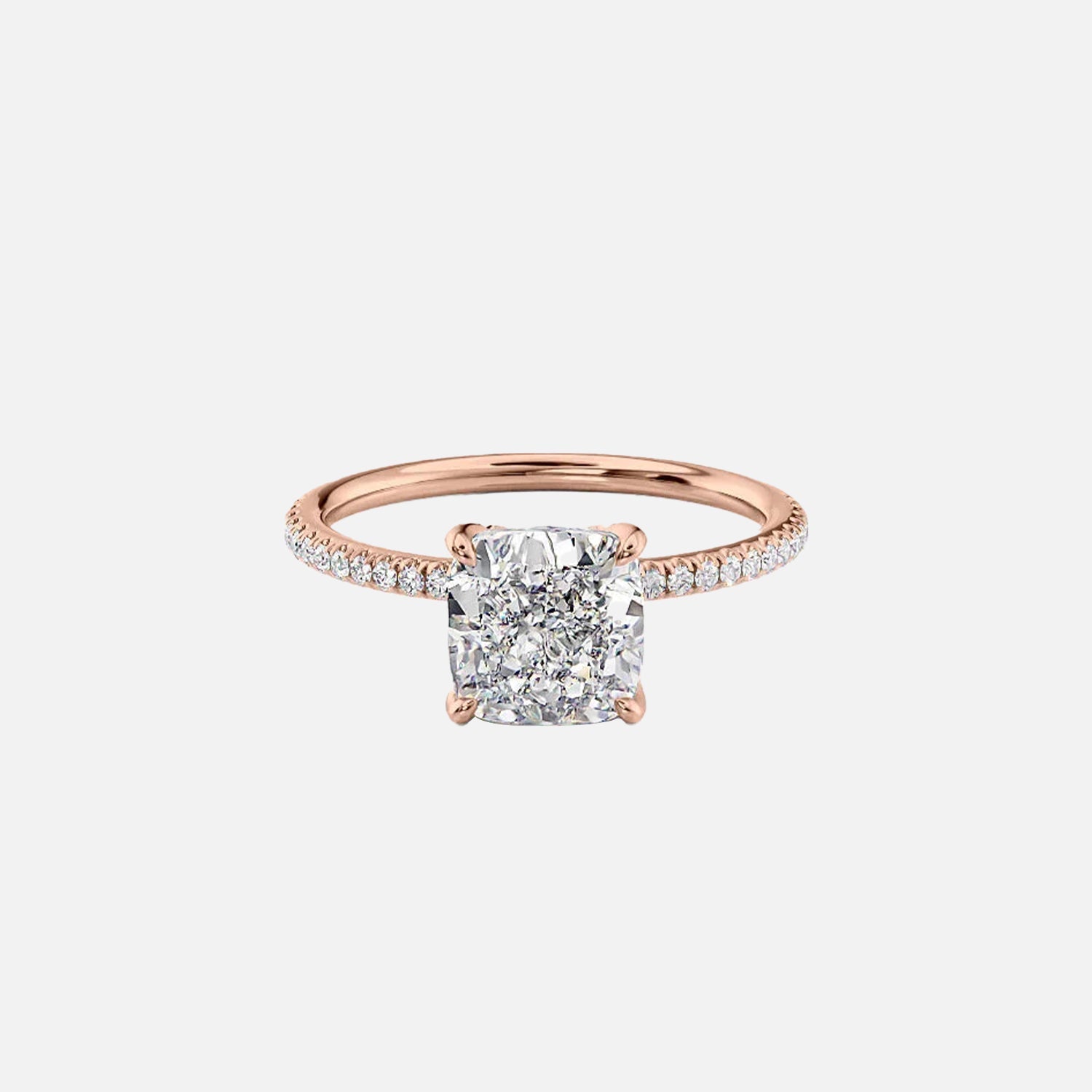  The Pave Petal Kamellie Cushion Moissanite Ring 14k Rose Gold 001